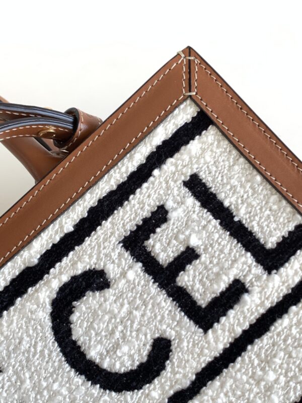 1:1 Replica Celine Small Vertical Cabas Celine In Textile With Celine All-Over White / Black For Women 13in/32cm 192082EFY.01WB