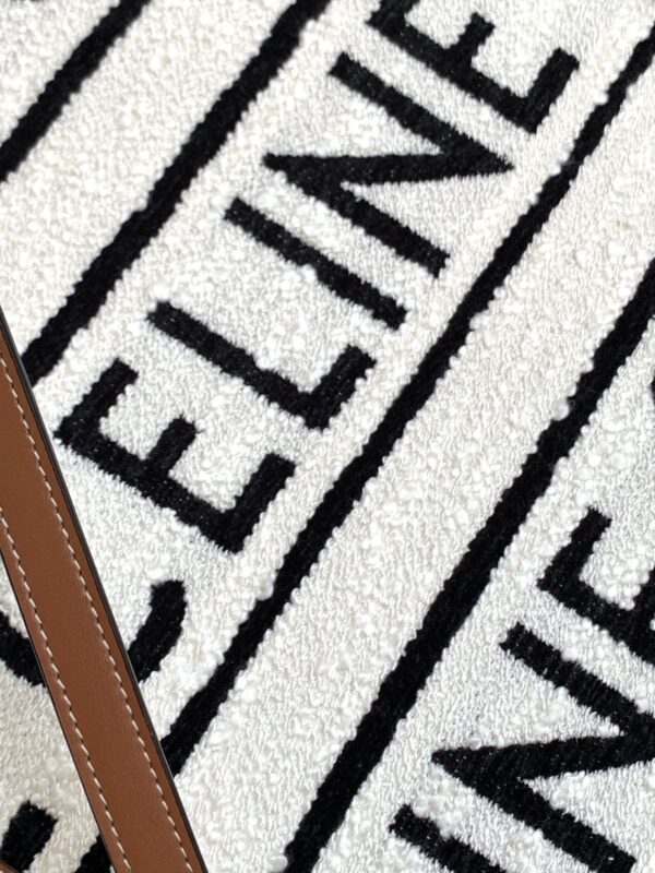 1:1 Replica Celine Small Vertical Cabas Celine In Textile With Celine All-Over White / Black For Women 13in/32cm 192082EFY.01WB
