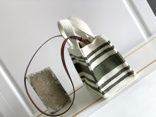 1:1 Replica Celine Striped Small Triomphe Cabas Thais Nature Green For Women 11.4in/29cm