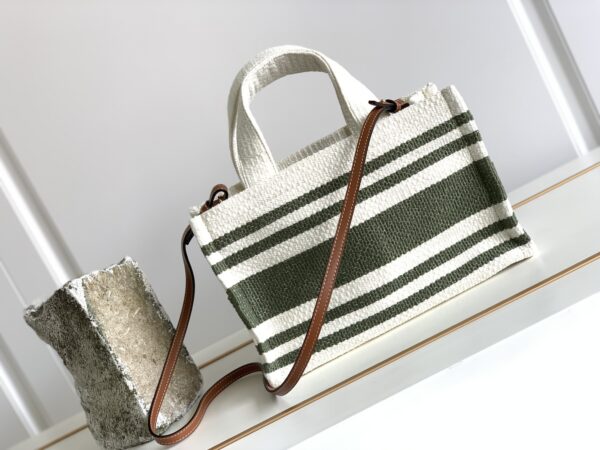 1:1 Replica Celine Striped Small Triomphe Cabas Thais Nature Green For Women 11.4in/29cm