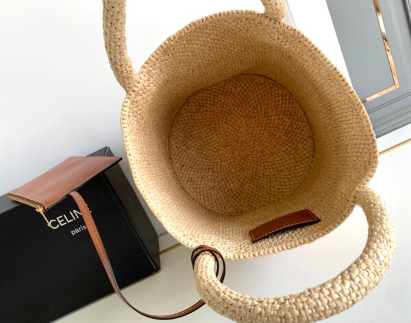 1:1 Replica Celine Supple Small Triomphe Classic Panier Beige For Women 23cm / 9in 114352FF7.04LU