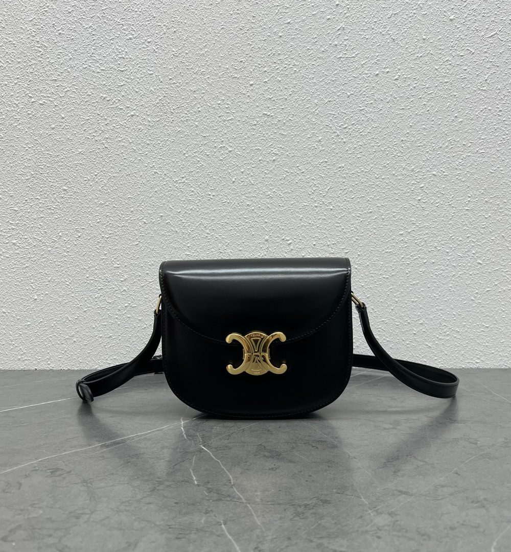 1:1 Replica Celine Teen Besace Triomphe Black For Women 4in/10cm 110413BF4.38NO