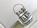 1:1 Replica Celine Teen Drawstring In Textile With Celine All-Over White/Black For Women 7in/19cm