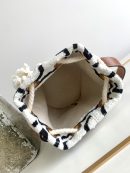 1:1 Replica Celine Teen Drawstring In Textile With Celine All-Over White/Black For Women 7in/19cm