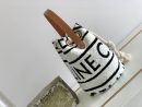 1:1 Replica Celine Teen Drawstring In Textile With Celine All-Over White/Black For Women 7in/19cm