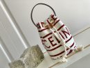 1:1 Replica Celine Teen Drawstring In Textile With Celine All-Over White/Red For Women 7in/19cm