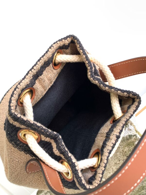 1:1 Replica Celine Teen Drawstring In Textile With Triomphe Beige / Tan For Women 6in/15cm 196532EFZ.02ET