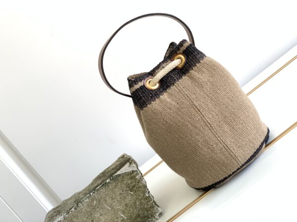 1:1 Replica Celine Teen Drawstring In Textile With Triomphe Beige / Tan For Women 6in/15cm 196532EFZ.02ET