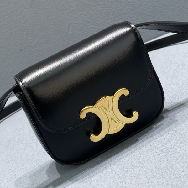 1:1 Replica Celine Teen Triomphe Bag Black For Women 4in/11cm 188423BF4.38NO