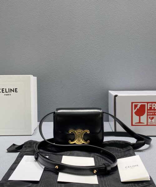 1:1 Replica Celine Teen Triomphe Bag Black For Women 4in/11cm 188423BF4.38NO