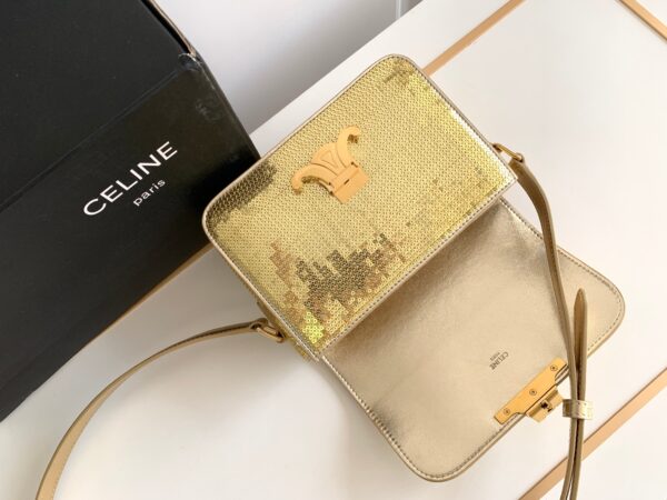 1:1 Replica Celine Teen Triomphe Bag Gold For Women 18.5cm / 7in 188424ESH.35OR