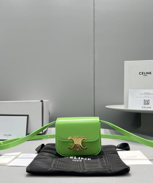 1:1 Replica Celine Teen Triomphe Bag Green For Women 7in/19cm