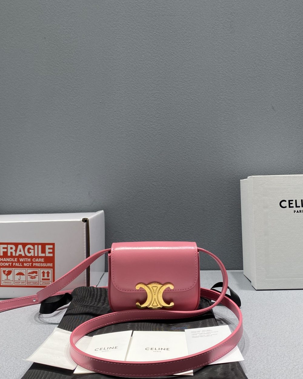 1:1 Replica Celine Teen Triomphe Bag Pink For Women 7in/19cm