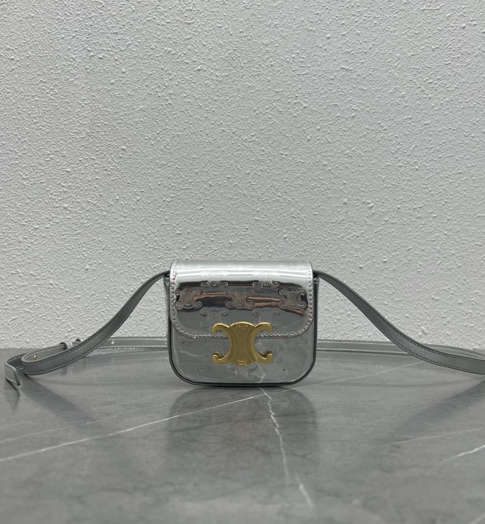 1:1 Replica Celine Teen Triomphe Bag Silver For Women 7in/19cm