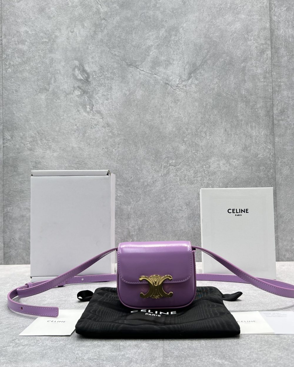 1:1 Replica Celine Teen Triomphe Bag Violet For Women 7in/19cm
