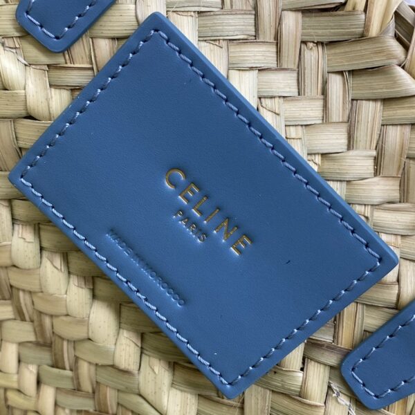 1:1 Replica Celine Teen Triomphe Celine Classic Panier In Palm Leaves And Lizard Blue For Women 8in/20cm