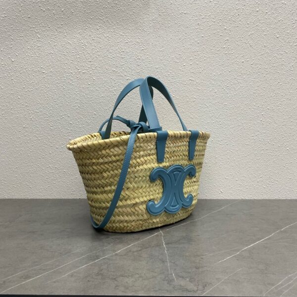 1:1 Replica Celine Teen Triomphe Celine Classic Panier In Palm Leaves And Lizard Blue For Women 8in/20cm