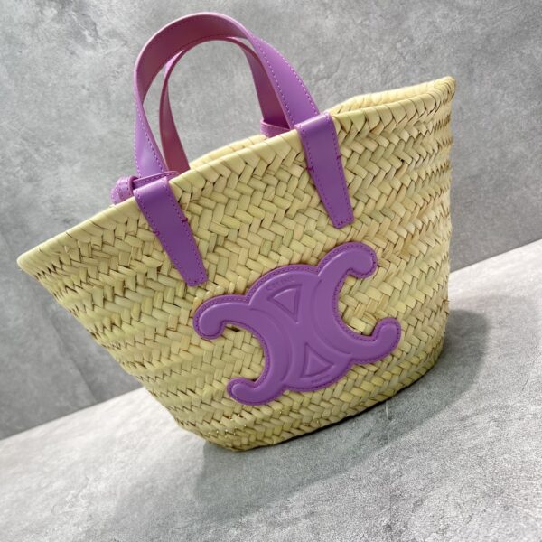 1:1 Replica Celine Teen Triomphe Celine Classic Panier In Palm Leaves And Lizard Violet For Women 8in/20cm