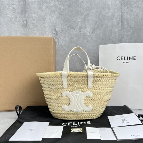1:1 Replica Celine Teen Triomphe Celine Classic Panier In Palm Leaves And Lizard White For Women 8in/20cm