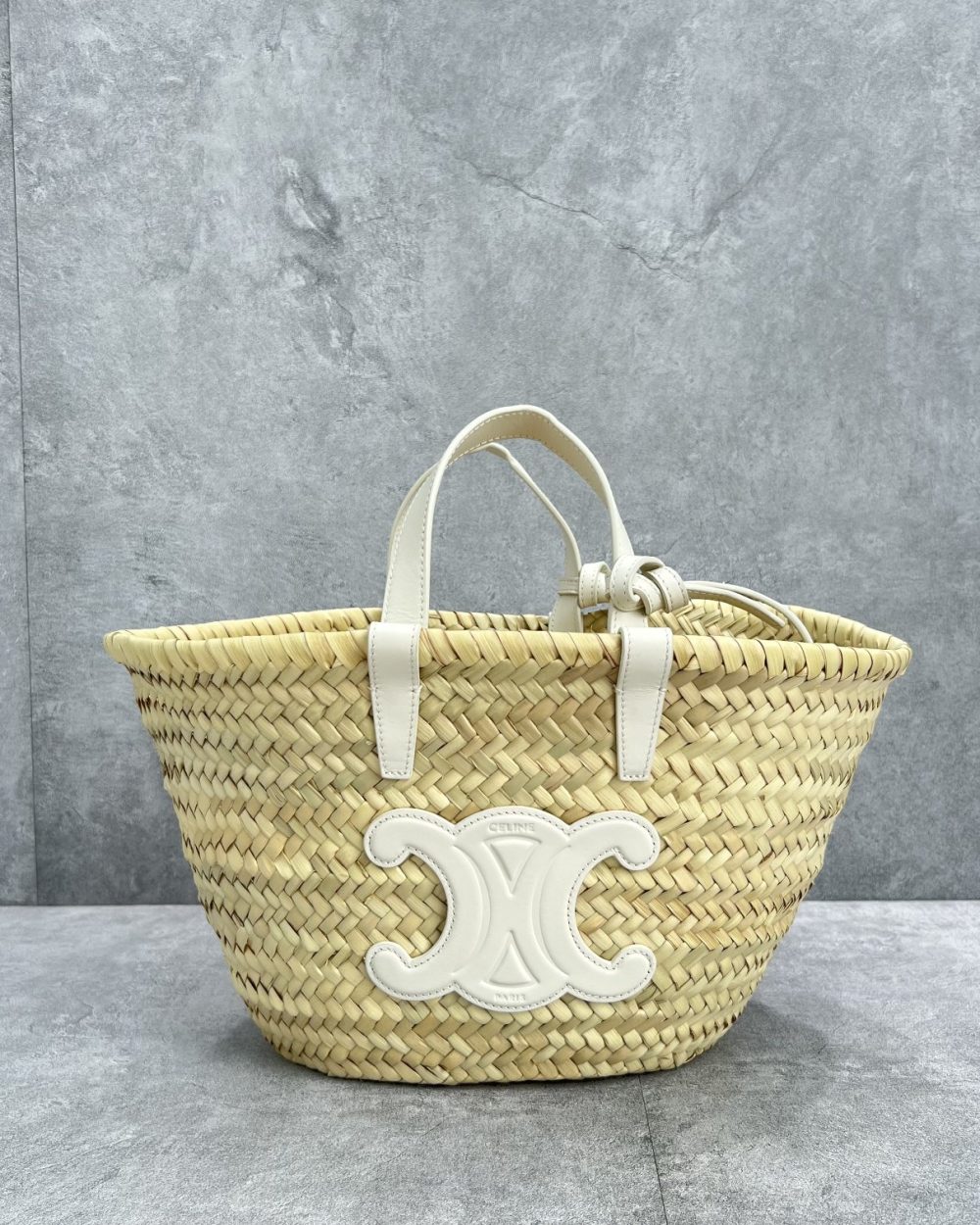 1:1 Replica Celine Teen Triomphe Celine Classic Panier In Palm Leaves And Lizard White For Women 8in/20cm