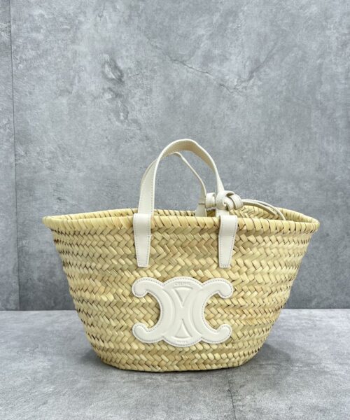 1:1 Replica Celine Teen Triomphe Celine Classic Panier In Palm Leaves And Lizard White For Women 8in/20cm