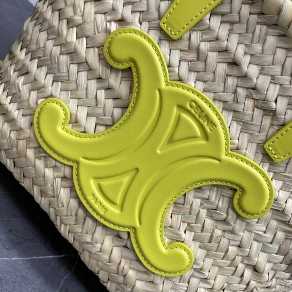 1:1 Replica Celine Teen Triomphe Celine Classic Panier In Palm Leaves And Lizard Yellow For Women 8in/20cm 194004EH4.11CT