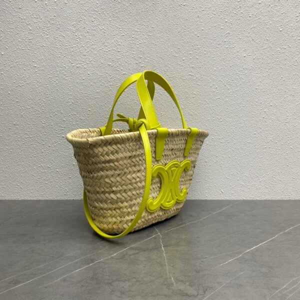 1:1 Replica Celine Teen Triomphe Celine Classic Panier In Palm Leaves And Lizard Yellow For Women 8in/20cm 194004EH4.11CT