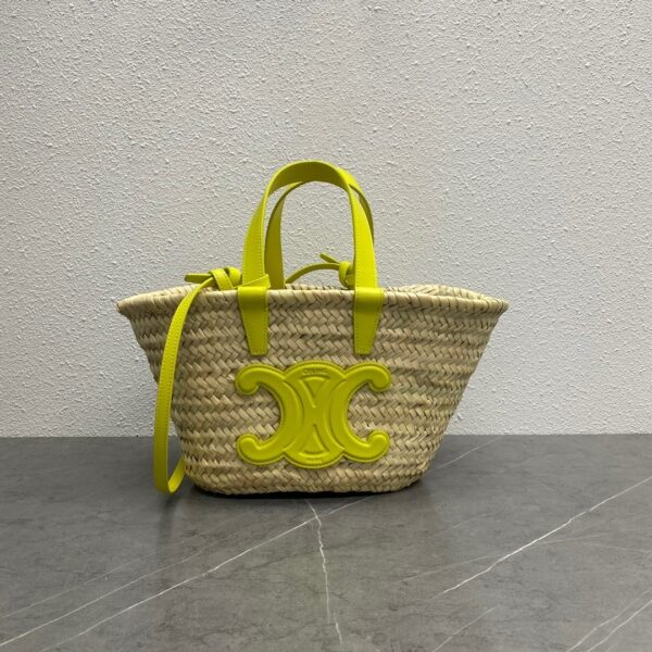 1:1 Replica Celine Teen Triomphe Celine Classic Panier In Palm Leaves And Lizard Yellow For Women 8in/20cm 194004EH4.11CT
