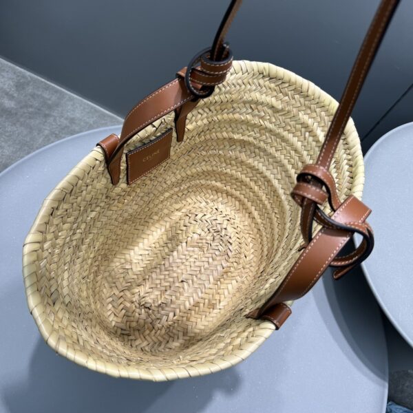 1:1 Replica Celine Teen Triomphe Celine Classic Panier In Palm Leaves With Heart Patch Brown For Women 10in/25cm 194002DUI.04LU