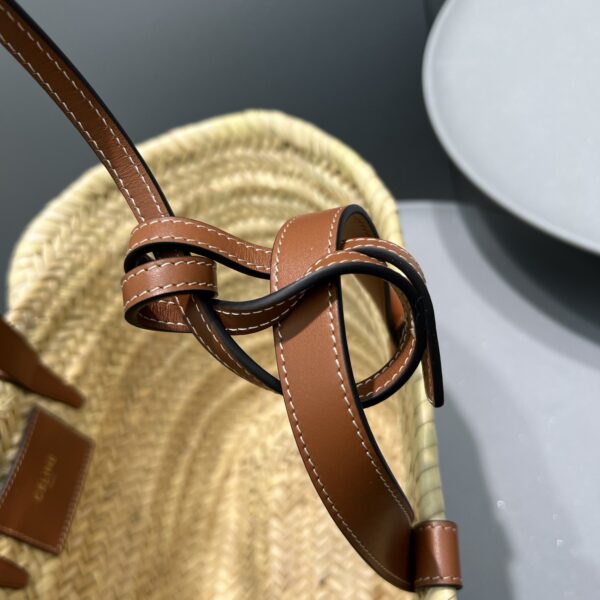 1:1 Replica Celine Teen Triomphe Celine Classic Panier In Palm Leaves With Heart Patch Brown For Women 10in/25cm 194002DUI.04LU