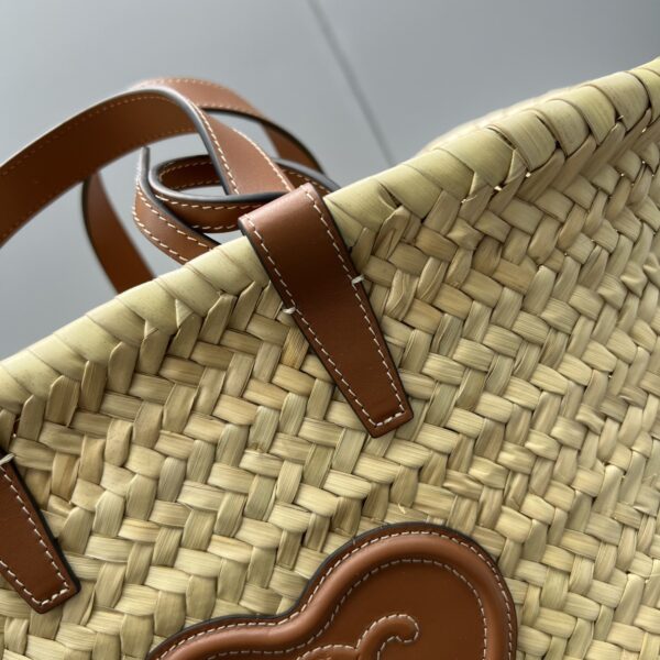 1:1 Replica Celine Teen Triomphe Celine Classic Panier In Palm Leaves With Heart Patch Brown For Women 10in/25cm 194002DUI.04LU