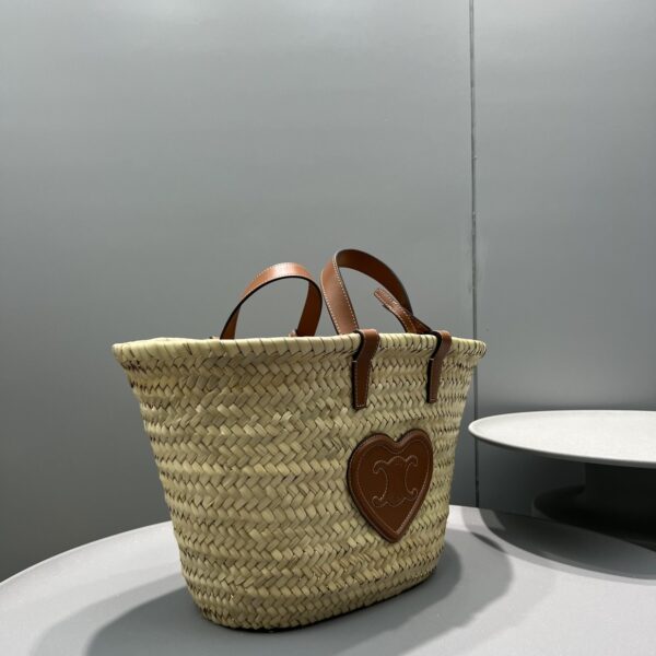 1:1 Replica Celine Teen Triomphe Celine Classic Panier In Palm Leaves With Heart Patch Brown For Women 10in/25cm 194002DUI.04LU