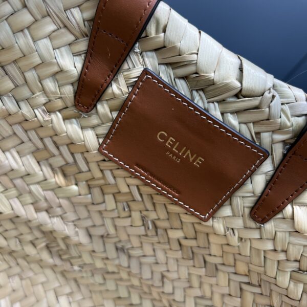 1:1 Replica Celine Teen Triomphe Celine Classic Panier In Palm Leaves With Heart Patch Brown For Women 10in/25cm 194002DUI.04LU