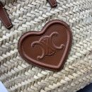 1:1 Replica Celine Teen Triomphe Celine Classic Panier In Palm Leaves With Heart Patch Brown For Women 10in/25cm 194002DUI.04LU