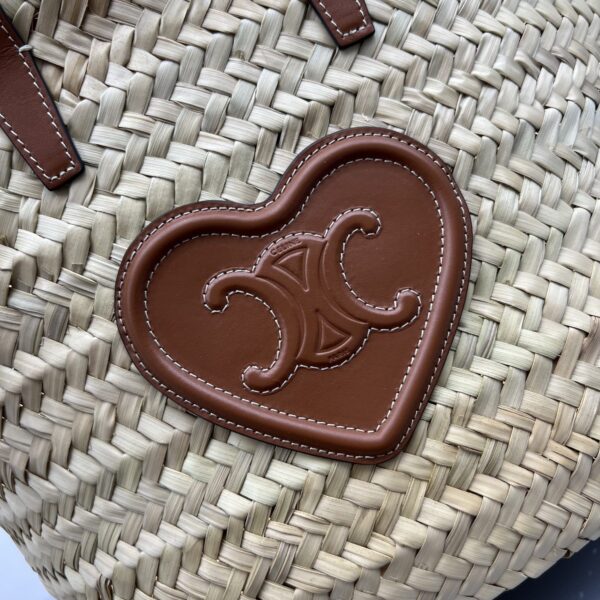 1:1 Replica Celine Teen Triomphe Celine Classic Panier In Palm Leaves With Heart Patch Brown For Women 10in/25cm 194002DUI.04LU
