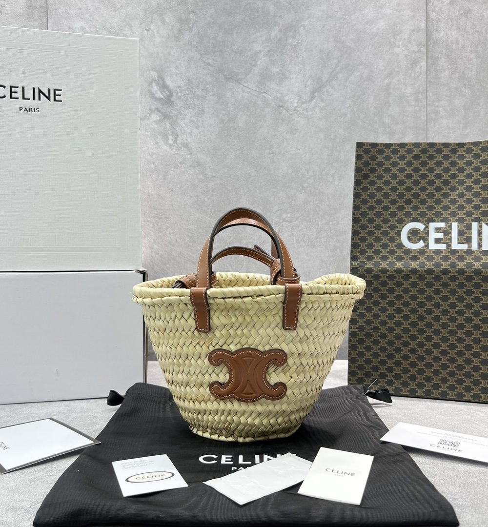 1:1 Replica Celine Teen Triomphe Classic Pannier Tote Tan For Women 8in/20cm