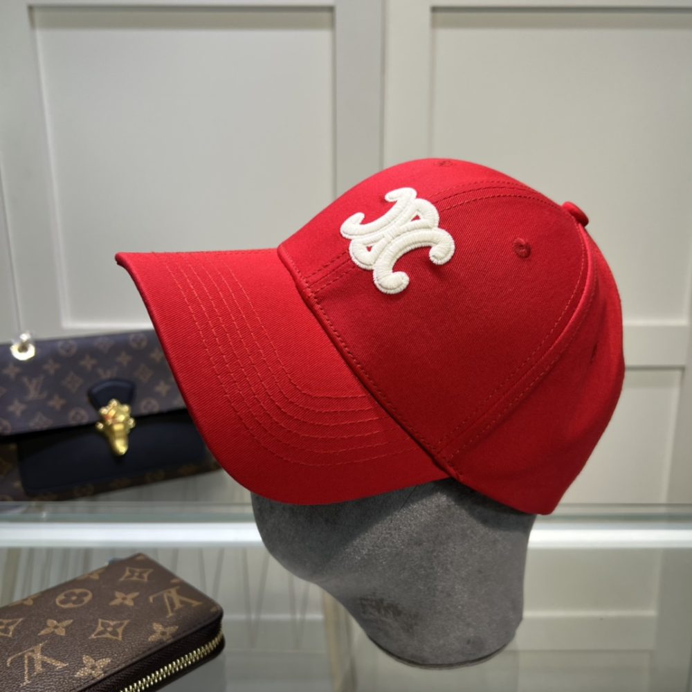 Celine Triomphe Baseball Cap Red Celine Cap - Image 2