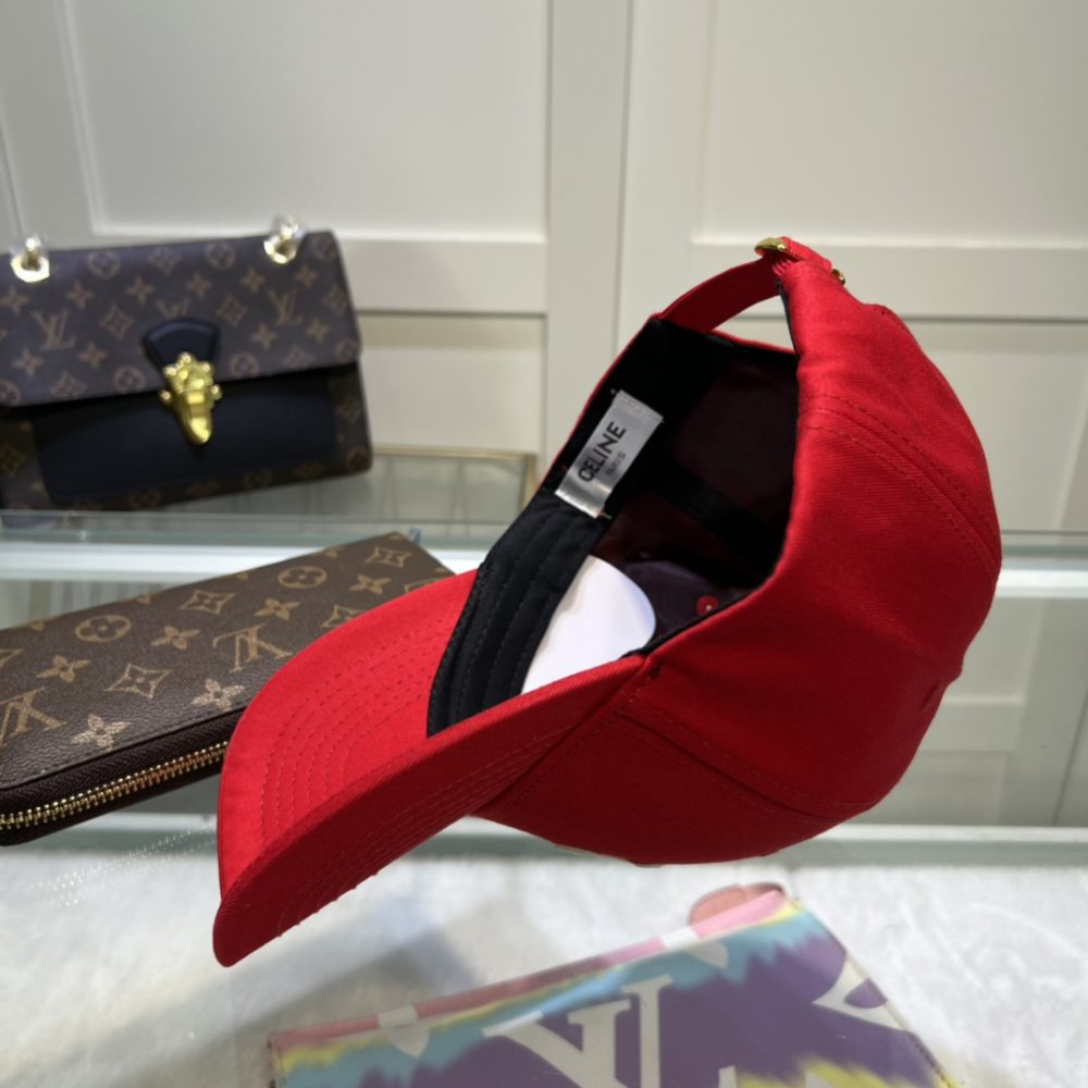 Celine Triomphe Baseball Cap Red Celine Cap - Image 3