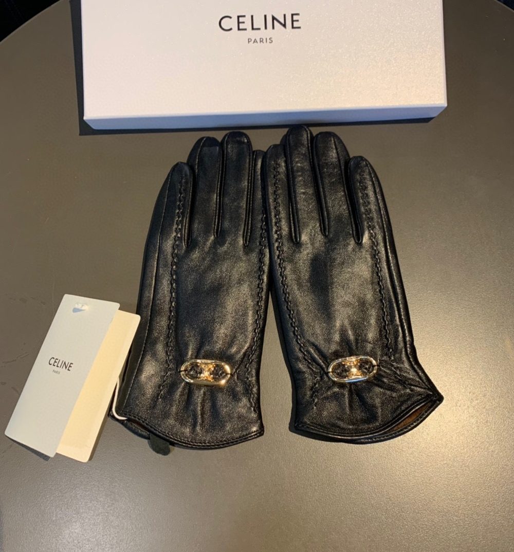 Celine Triomphe Gloves In Black