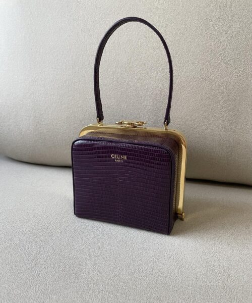 1:1 Replica Celine Triomphe Minaudiere In Lizard Violet For Women 4in/10cm