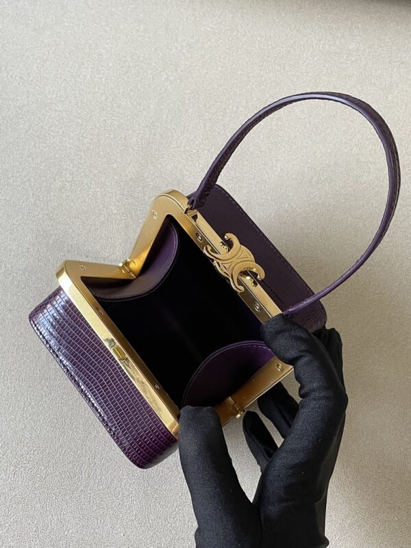 1:1 Replica Celine Triomphe Minaudiere In Lizard Violet For Women 4in/10cm