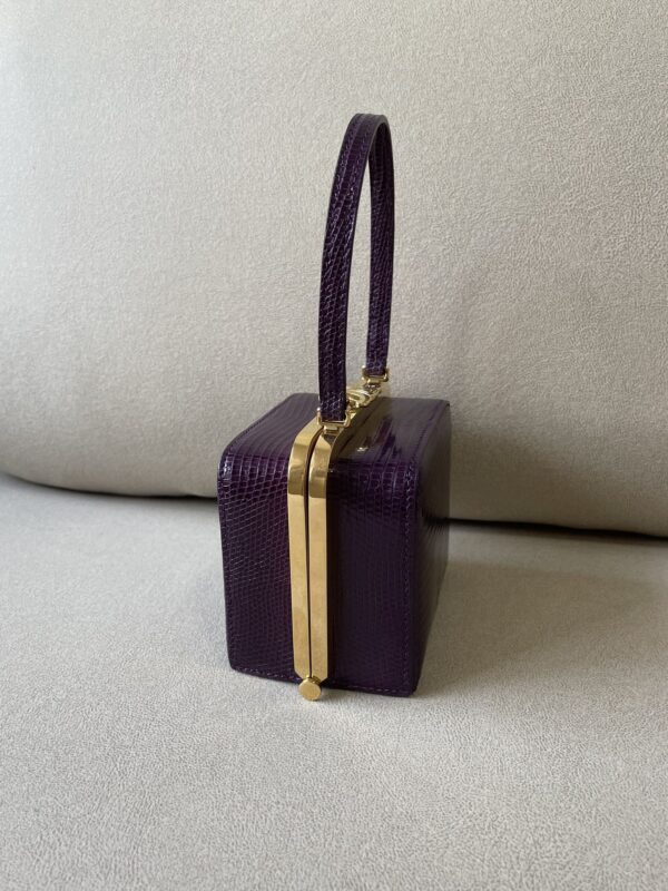 1:1 Replica Celine Triomphe Minaudiere In Lizard Violet For Women 4in/10cm