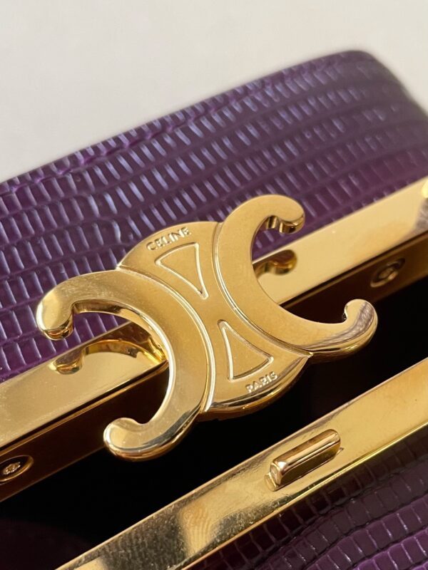 1:1 Replica Celine Triomphe Minaudiere In Lizard Violet For Women 4in/10cm