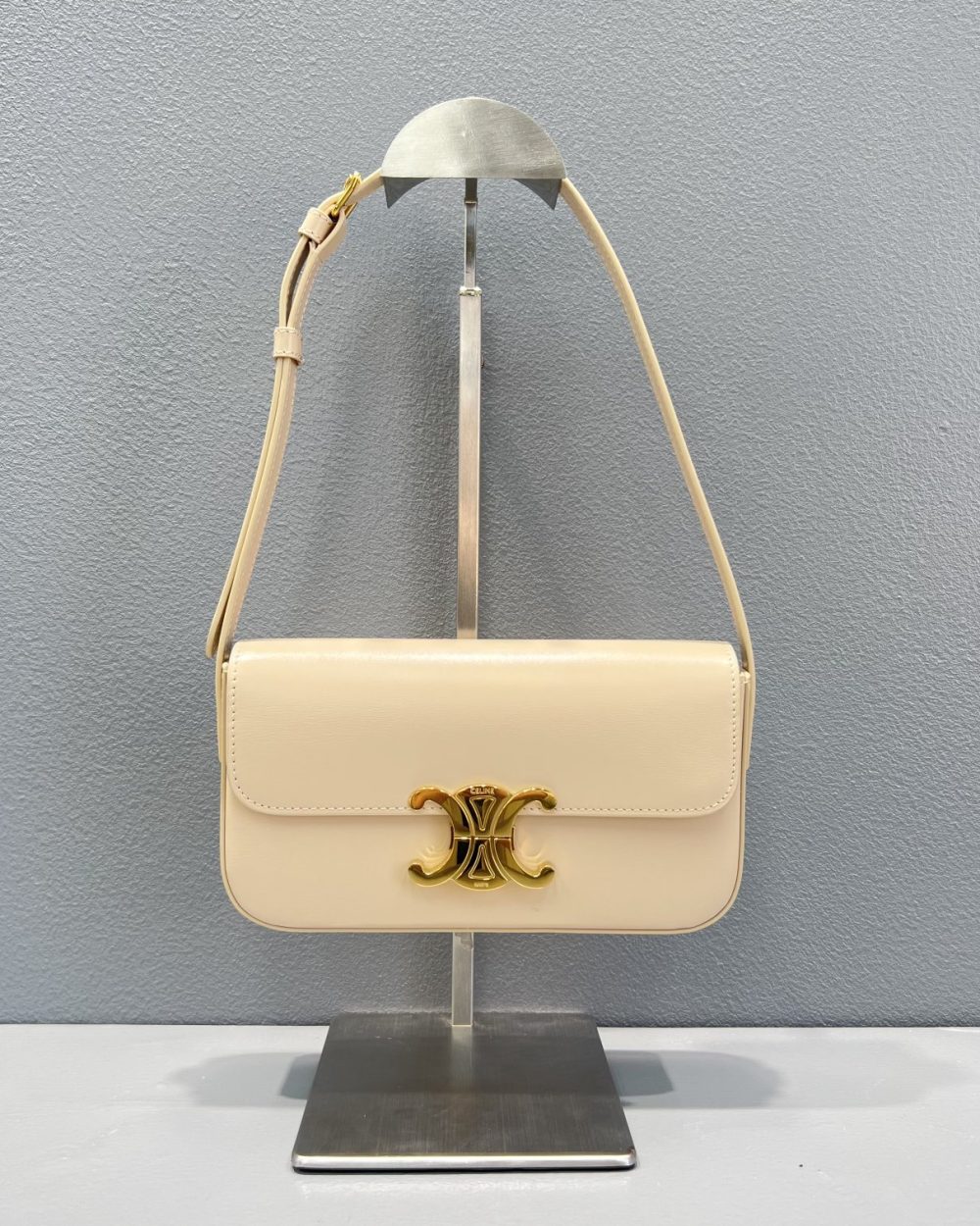 1:1 Replica Celine Triomphe Shoulder Bag Beige For Women 8in/20.5cm