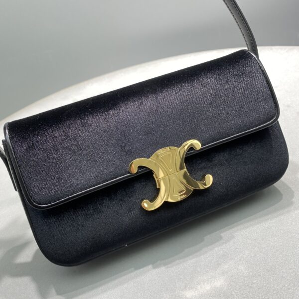 1:1 Replica Celine Triomphe Shoulder Bag Black For Women 8in/20cm