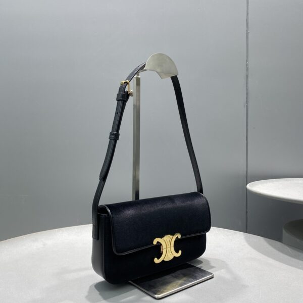 1:1 Replica Celine Triomphe Shoulder Bag Black For Women 8in/20cm