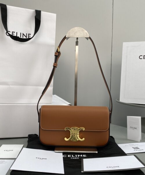 1:1 Replica Celine Triomphe Shoulder Bag Brown For Women 8in/20cm 194143BFN.04LU