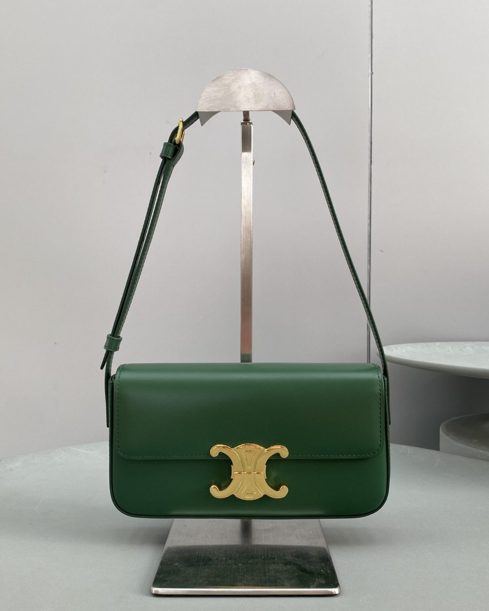1:1 Replica Celine Triomphe Shoulder Bag Green For Women 8in/20cm