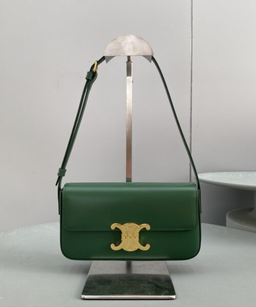 1:1 Replica Celine Triomphe Shoulder Bag Green For Women 8in/20cm