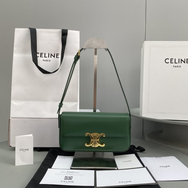 1:1 Replica Celine Triomphe Shoulder Bag Green For Women 8in/20cm